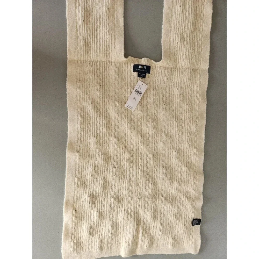 NWT Anthropologie Maeve Pearl Cable Knit Sweater Vest Shrug One Size Ivory